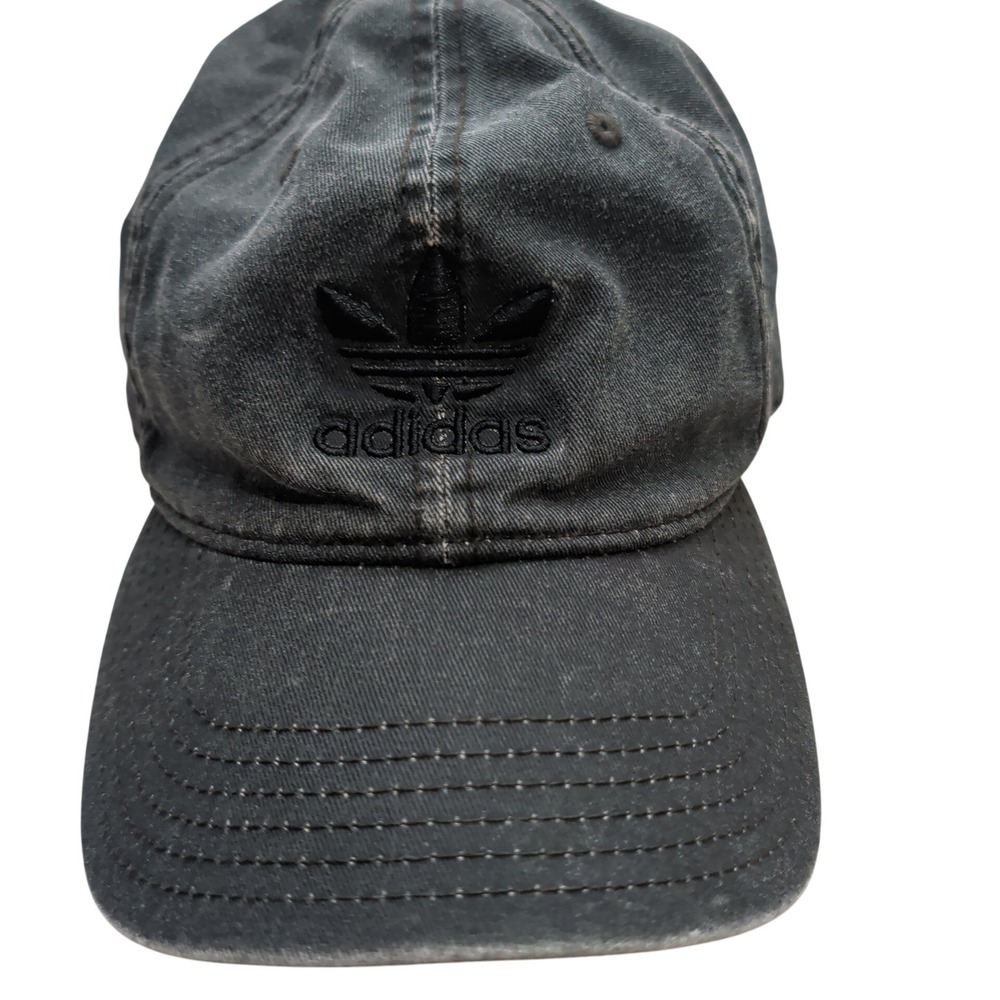 Adidas Originals Dad Hat Unisex OSFM Washed Black Trefoil Strapback Excellent